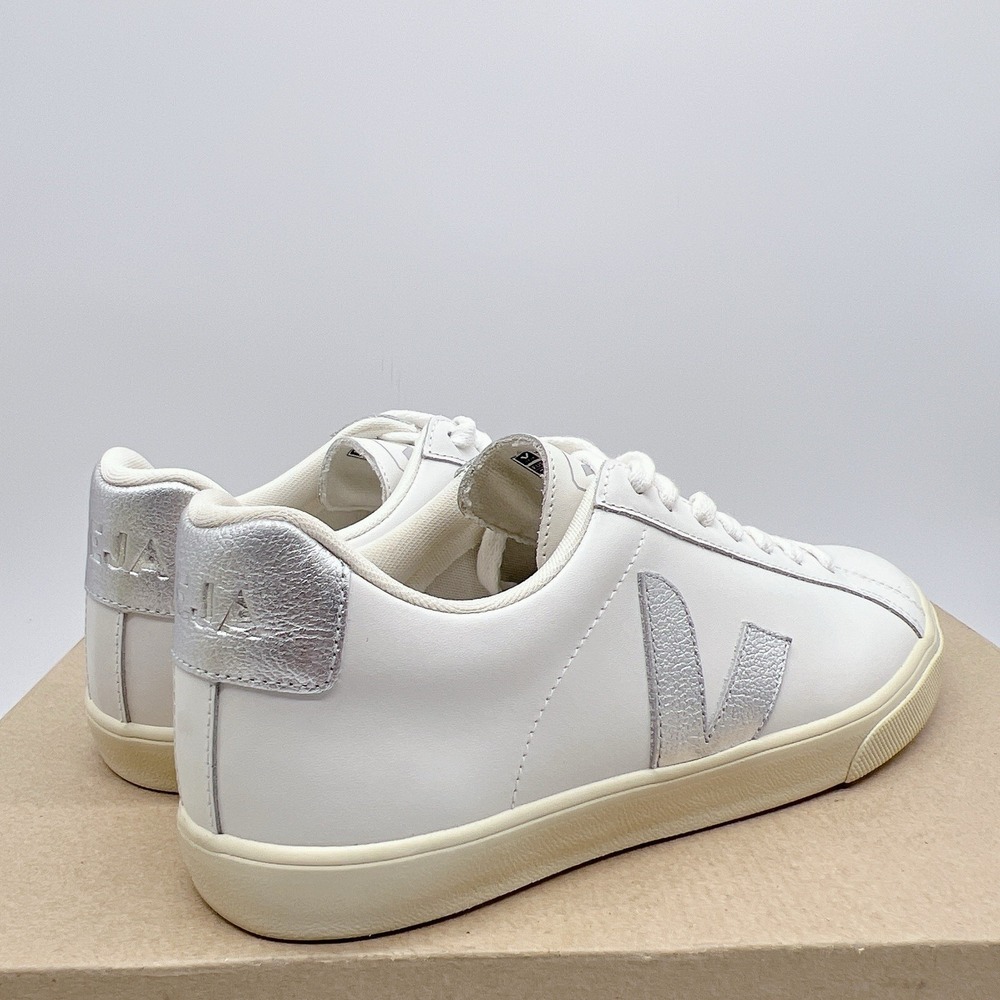 Veja Esplar Women's Fashion Sneakers White Silver Leather Lace Up EU 39 US 8 - Picture 6 of 12
